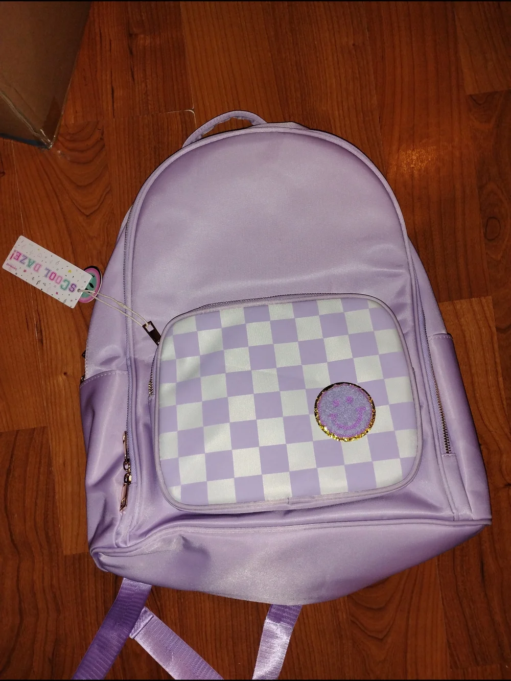 Kids Lavender Checker Front-Pocket Backpack - Unbranded